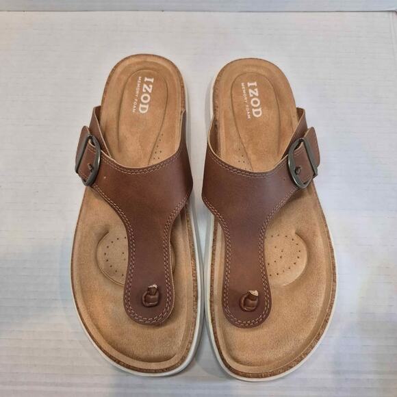 Izod Shoes - Izod Womens Memory Foam Charcy Brown Sandal